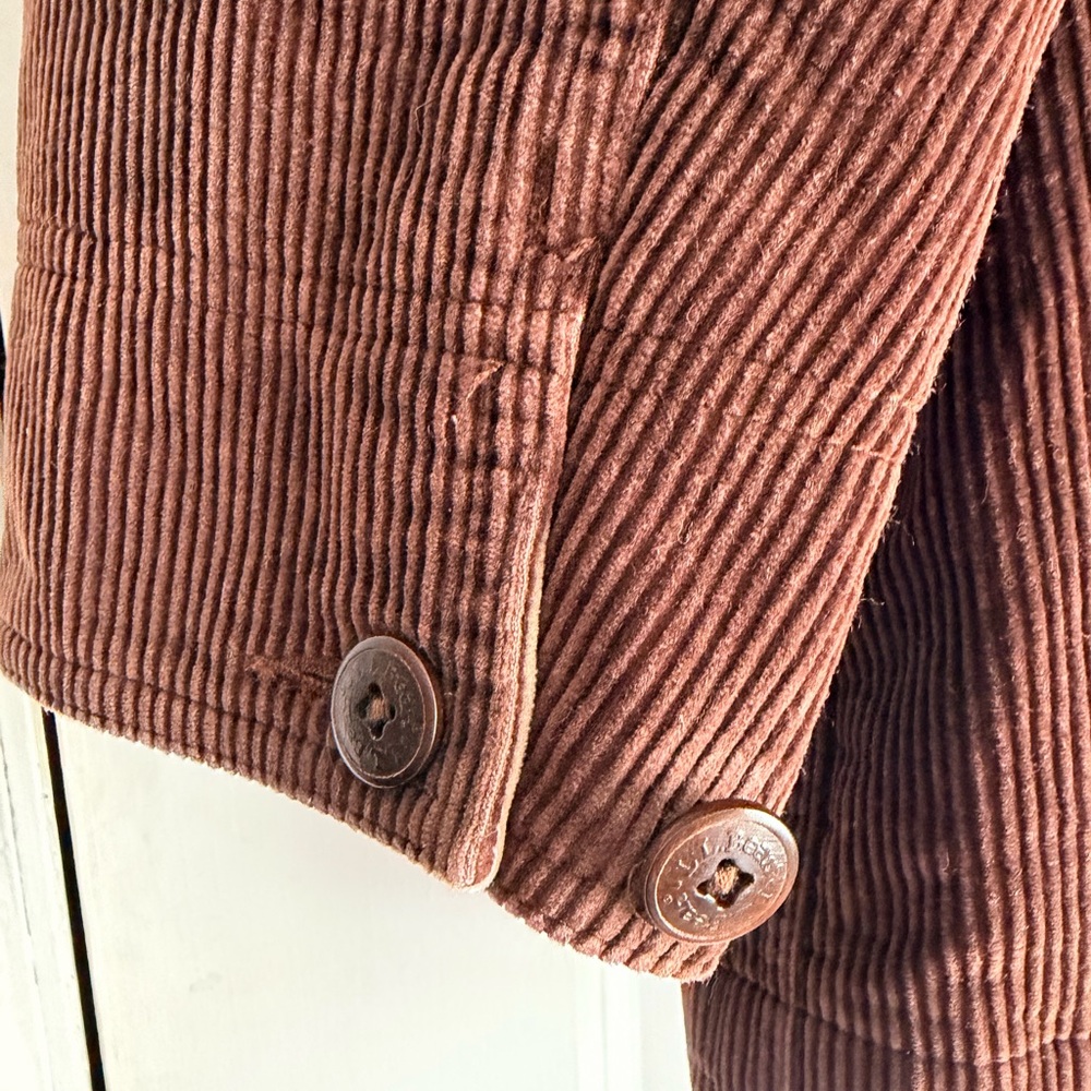 LL BEAN Women’s VINTAGE Brown Corduroy FullyLined Chore Barn Jacket Sz Petite L - Picture 5 of 9